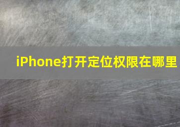 iPhone打开定位权限在哪里