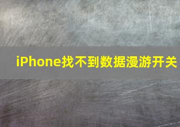 iPhone找不到数据漫游开关