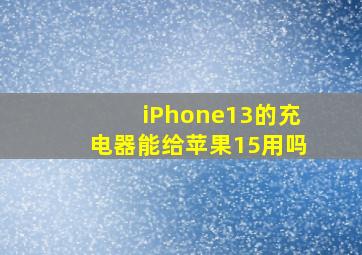 iPhone13的充电器能给苹果15用吗