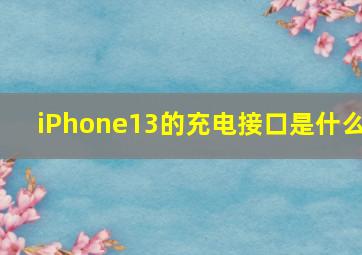 iPhone13的充电接口是什么