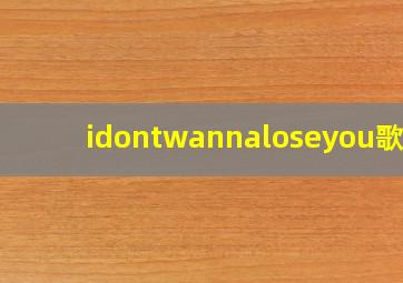 idontwannaloseyou歌曲