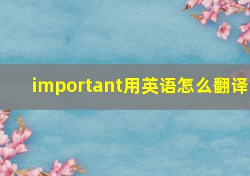 important用英语怎么翻译