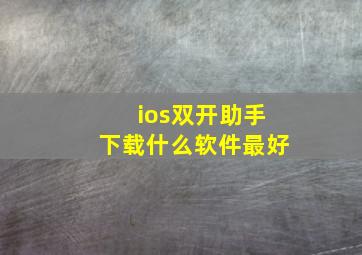 ios双开助手下载什么软件最好