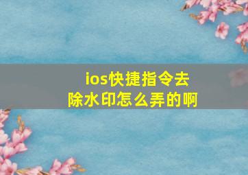 ios快捷指令去除水印怎么弄的啊