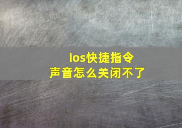 ios快捷指令声音怎么关闭不了