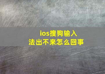 ios搜狗输入法出不来怎么回事