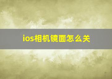 ios相机镜面怎么关