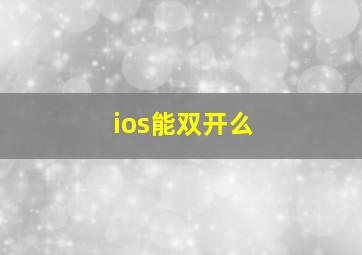 ios能双开么