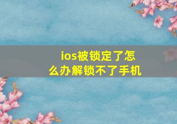 ios被锁定了怎么办解锁不了手机