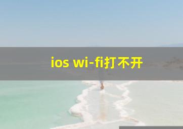 ios wi-fi打不开