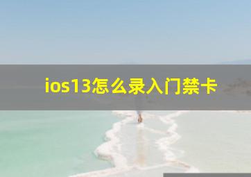 ios13怎么录入门禁卡