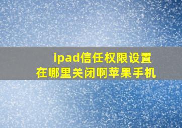 ipad信任权限设置在哪里关闭啊苹果手机