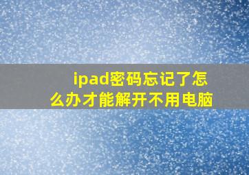 ipad密码忘记了怎么办才能解开不用电脑