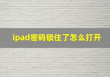 ipad密码锁住了怎么打开