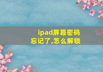 ipad屏幕密码忘记了,怎么解锁