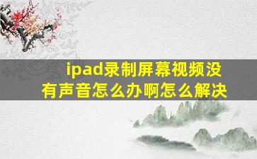 ipad录制屏幕视频没有声音怎么办啊怎么解决