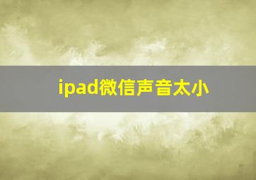 ipad微信声音太小