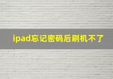 ipad忘记密码后刷机不了