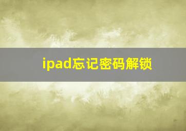 ipad忘记密码解锁