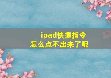 ipad快捷指令怎么点不出来了呢