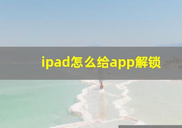 ipad怎么给app解锁