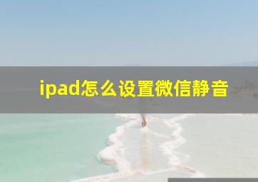 ipad怎么设置微信静音