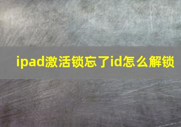 ipad激活锁忘了id怎么解锁