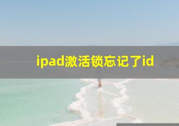 ipad激活锁忘记了id