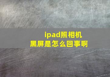 ipad照相机黑屏是怎么回事啊