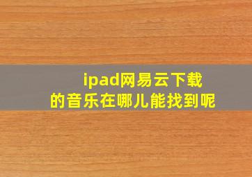 ipad网易云下载的音乐在哪儿能找到呢