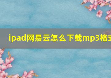 ipad网易云怎么下载mp3格式