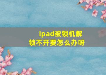 ipad被锁机解锁不开要怎么办呀