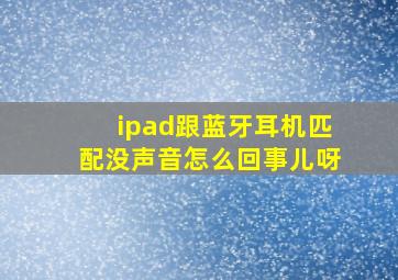 ipad跟蓝牙耳机匹配没声音怎么回事儿呀