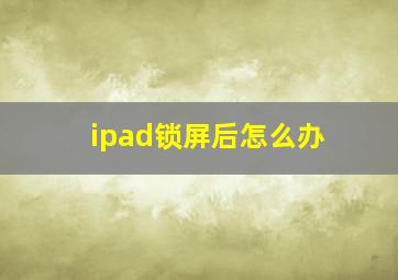 ipad锁屏后怎么办