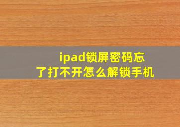 ipad锁屏密码忘了打不开怎么解锁手机