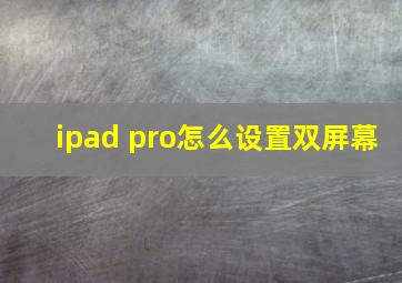 ipad pro怎么设置双屏幕