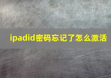 ipadid密码忘记了怎么激活