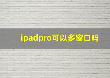 ipadpro可以多窗口吗