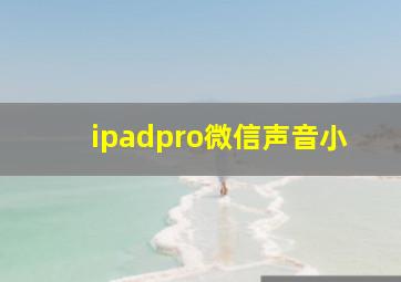 ipadpro微信声音小