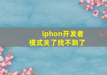 iphon开发者模式关了找不到了