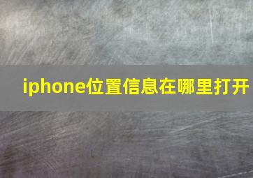 iphone位置信息在哪里打开