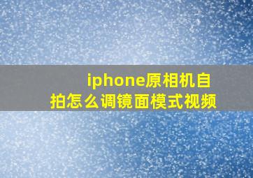 iphone原相机自拍怎么调镜面模式视频