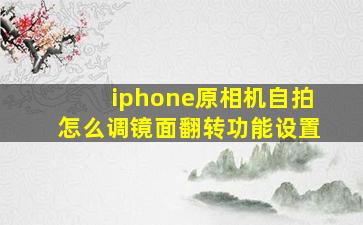 iphone原相机自拍怎么调镜面翻转功能设置