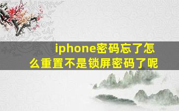 iphone密码忘了怎么重置不是锁屏密码了呢