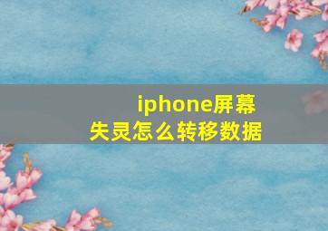 iphone屏幕失灵怎么转移数据