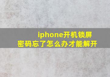 iphone开机锁屏密码忘了怎么办才能解开