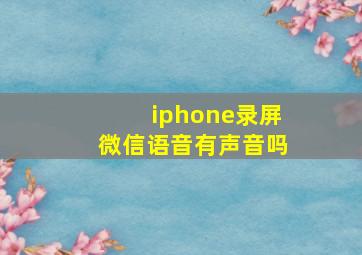 iphone录屏微信语音有声音吗