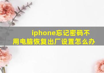 iphone忘记密码不用电脑恢复出厂设置怎么办