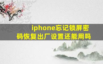 iphone忘记锁屏密码恢复出厂设置还能用吗