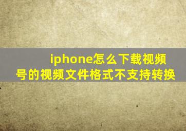 iphone怎么下载视频号的视频文件格式不支持转换